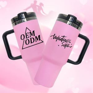 Vaso Térmico H2.0 de 40 oz con Logotipo Personalizado, Recubrimiento Negro Espejo en la Parte Inferior, Regalo para el Día de San Valentín 2025, Recubrimiento en Polvo Rosa para Grabado Láser - Product Image 2