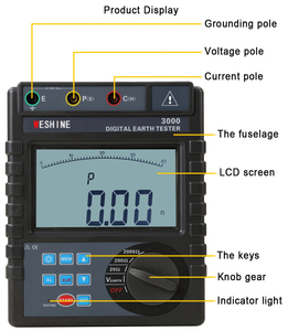 Equipo Portátil de Alta Precisión para Pruebas de Tierra de 2000 ohmios y 600 V, Medidor de Resistencia de Tierra, Probador de Resistencia de Tierra - Product Image 5
