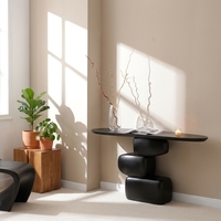 Table console moderne de luxe en fibre de verre, forme galet, durable, design unique, table d'appoint pour entrée et couloir
