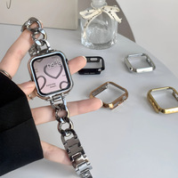 Protecteur électroplaqué ajouré pour Apple Watch S12 42mm 46mm, surface brillante, résistant aux rayures, anti-chute, coque de protection