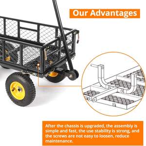 Chariot de jardin en maille d'acier, chariot de jardin robuste et pliant en acier, chariot de plage d'extérieur, chariot d'outils de jardin - Product Image 6