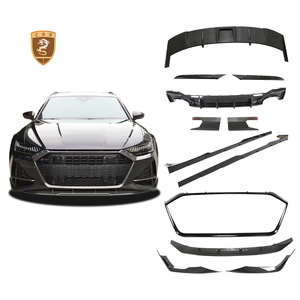 Kit de carrosserie de modification automobile en fibre de carbone sèche de haute qualité pour <span class=keywords><strong>Audi</strong></span> RS6 RS7 2022-2023, style CSS, avec lames avant, aérations, jupes latérales et spoiler - Product Image 1
