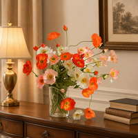 Fleurs artificielles réalistes en coquelicot floqué, fleurs douces faites à la main pour la maison, la fête des mères, les décorations de Noël, la photographie