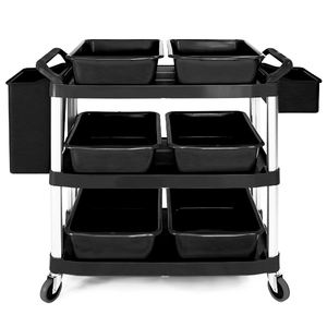 レストラン、ホテル、病院、ハウスキーピングトロリー、用務員用のホイール付きカートとトロリーのクリーニング - Product Image 2