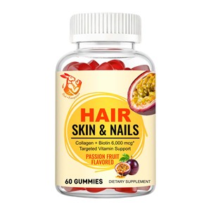 Suplemento de belleza para adultos con envío rápido, gomitas multivitamínicas que favorecen el cabello, las uñas y la piel, vitamina A, 60 gomitas, suplemento dietético - Product Image 1