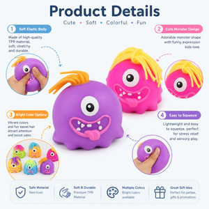 Wholesale Colorful Squishy Monster Stress Relief Toy Soft <b>Squeeze</b> <b>Ball</b> for Kids Party Favors From Factory OEM/ODM - Product Image 6