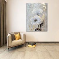 Décoration murale moderne en toile grand format, art floral doré, peinture à l'huile sur feuille d'or, peinte à la main, imperméable et écologique