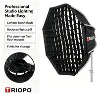 Triopo KX-90 Mini Speedlite pour diffuseur de flash - Conception pliable rapide et facile, matériau en nylon compatible // Modèle V1