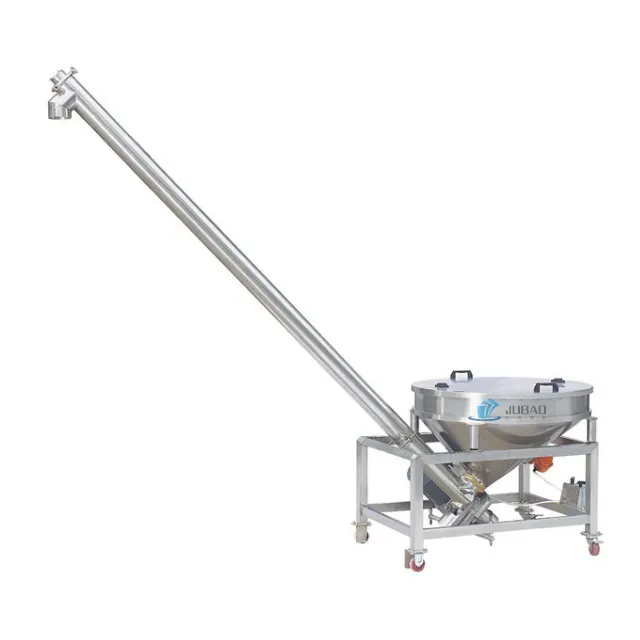 stainless steel hopper feeding screw conveyor for conveying green coffee beans to roaster machine
