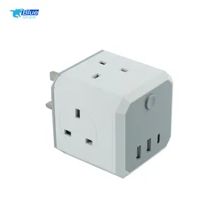 Cable de extensión de cubo de alimentación para oficina en casa, Regleta de 4 vías con 3 puertos USb, toma de corriente Rubik, UK, con interruptor