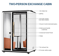 Nouvelle conception de cabine téléphonique insonorisée moderne pour bureau, cabine acoustique isolante à 2 places pour bureau à domicile et réunions privées, travail concentré