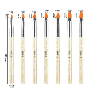 Manicure Brush Set <b>Nail</b> Acrylic Gel <b>Extension</b> Flat Nylon Hair Wood Handle Painting Drawing Pen Tool for <b>Nail</b> Art Decoration - Product Image 6