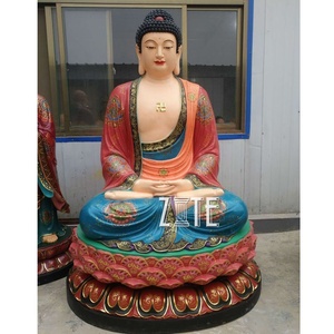 Grande Sculpture Temple de bouddha vintage, <span class=keywords><strong>Statue</strong></span> chariot assis de taille de la vie - Product Image 3