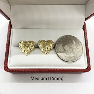 Anting Tusuk Desain Nugget Hati Berlapis Emas 14k Gaya Hip Hop Duyizhao untuk Wanita dan Remaja Putri - Product Image 2