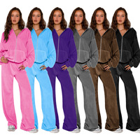 Survêtement Deux Pièces en Velours Africain Grande Taille pour Femme avec Logo Personnalisé, Comprenant Veste à Capuche et Pantalon de Jogging Assortis