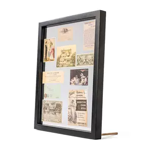 Double Glass Custom Picture Frames 8x10 11x14 inch Paint Natural Wooden Black Floating For Collect Stamps