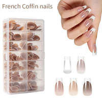 Puntas de Uñas Francesas Ombre Super Gruesas de PMMA Premium, 280 Piezas, 14 Tamaños, Uñas Postizas de Cobertura Completa para Salón de Manicura