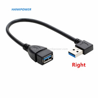 Câble d'extension USB 3.0 mâle vers femelle, 0.2m, prise en charge/basse/gauche/droite, 90 degrés