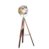 Simig aydınlatma endüstriyel vintage antika lamba doğal ahşap renkli ayarlanabilir yükseklik E27 tripod zemin lambası