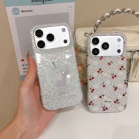 Nouvelle coque de protection antichoc IMD motif cerise en dentelle pour iPhone 15 16 17 18 Pro Max