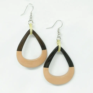 Pendientes de aro artísticos hechos a mano con laca de cuerno de búfalo, bonitos accesorios de moda para bodas y fiestas a granel - Product Image 3