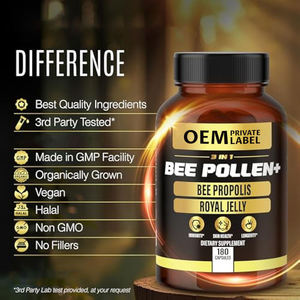 Capsules de pollen d'abeille biologique OEM 3-en-1 avec propolis d'abeille et supplément immunitaire en gelée royale pilules en poudre produits apicoles - Product Image 4