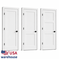 Porte intérieure pré-montée en bois à âme alvéolaire, style Shaker moulé, apprêtée blanche, à âme creuse, entrepôt USA