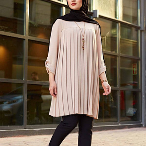 Venta al por Mayor de Abayas de Talla Grande 5XL para Mujeres Musulmanas, Blusas Modestas con Mangas Largas y Pliegues, Camisas Casuales - Product Image 3