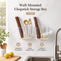 Boîte de rangement murale en plastique de qualité alimentaire pour baguettes et ustensiles de cuisine, idéale pour la maison