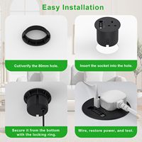 Fabrika Endüstriyel İngiltere AB ABD Fişli ABS 13A Hastane Güç Geçişli Priz 2 Çıkışlı Çift Hızlı USB Portlu Geri Çekilebilir 20W Kablolu Masa