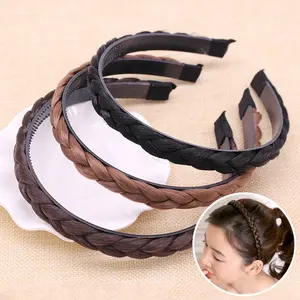 MIO Hot Selling Women Gorgeous Synthetic Two Strand Braided Headband Multiple Width Wig Hair Band