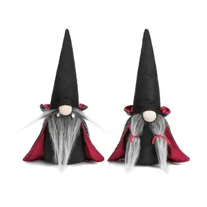 Anão de halloween decoração figura sem rosto, chapéu da bruxa preta, presente