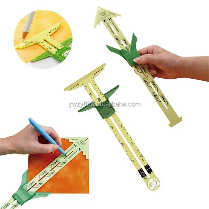 5-in-1 Sliding Gauge Measuring Sewing Ruler Tool Fabric Quilting Ruler for Knitting Crafting Sewing Beginner Supplies