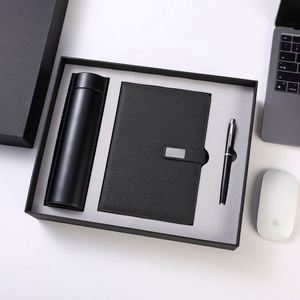 Coffret Cadeau d'Affaires de Luxe : Carnet A5 avec Couverture en Cuir PU Personnalisable, Reliure Cousue à la Main et Stylo - Product Image 3