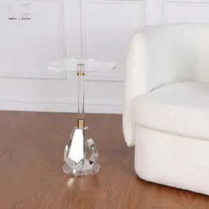 Wholesale Home Design Round Acrylic Top Crushed Diamond End Table Sparkle Shine Crystal coffee Side Table