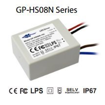 Controlador LED Glacial Power HS08N-21C 8W 350mA, Convertidor AC/DC de un Solo Canal, IP67 - Product Image 1