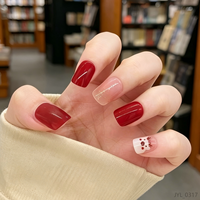 24 faux ongles de Noël rouges et roses à presser, motifs flocons de neige et rennes, pailletés, solides, réutilisables, avec colle, qualité salon DIY, ISO/GMPC/CE