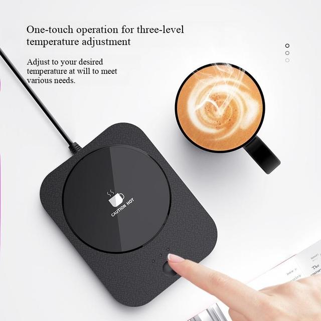 2 in 1 Wireless Charging Coaster Mug Warmer 55°C Thermostatic Cup Heater with Auto Shut Off for Coffee Milk Tea Gift