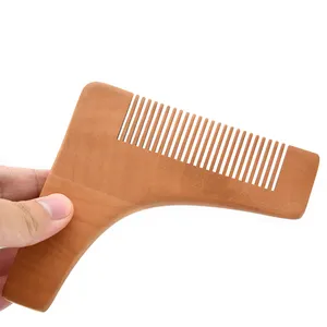 Private Label Wooden V Shaped Comb Shaving Template Styling Shaping Tool Barber Beard Comb