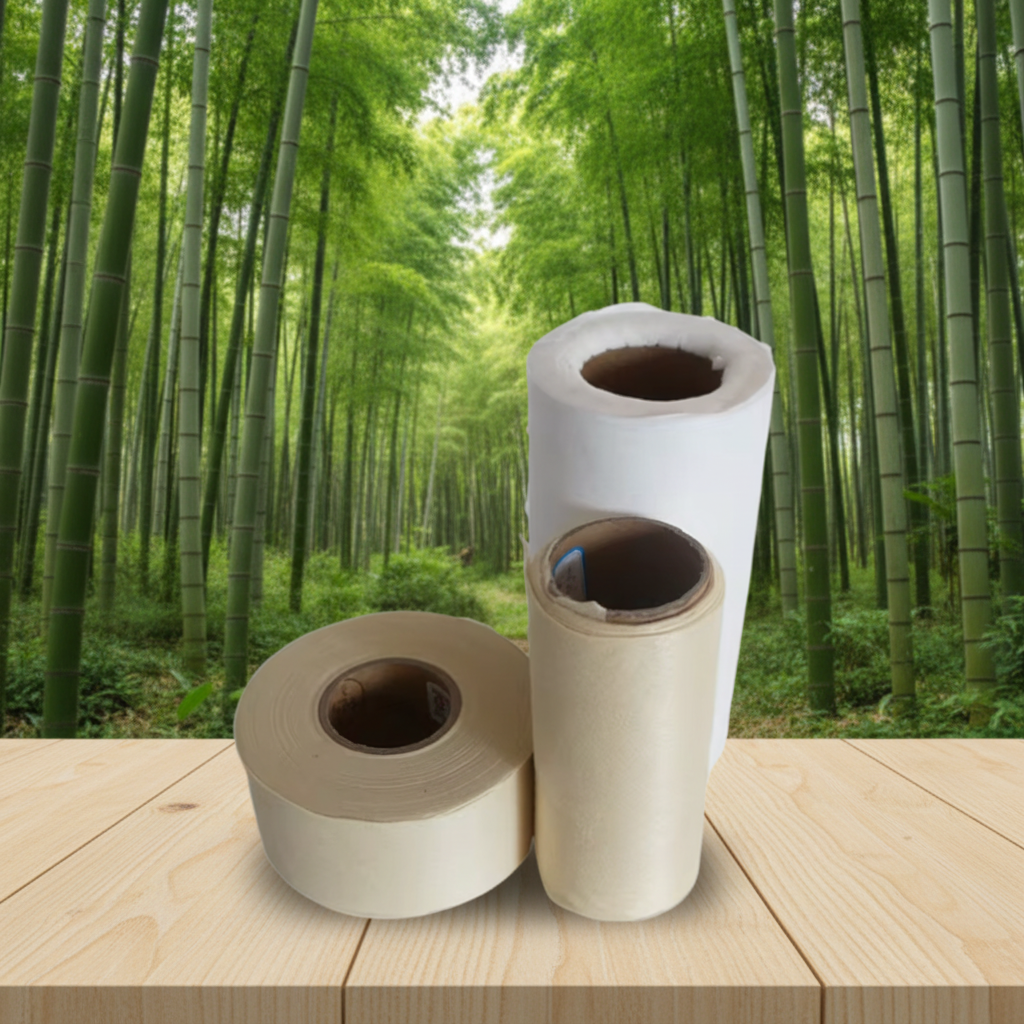 Biodegradable Bamboo Non-woven Fabric Multi-purpose White and Natural Color Bamboo Spunlace Nonwoven Fabric Rolls