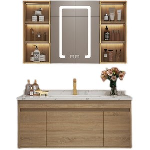 Mueble de baño pintado de lujo, lavabo de cerámica integrado, lavamanos, combinación de mueble y lavabo - Product Image 5
