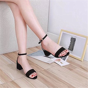 Sandalias de tacón alto sencillas y nuevas de primavera 2026, con tacón grueso, informales, a la moda, para mujer, con punta redonda y diseño de una tira, sexys. - Product Image 3