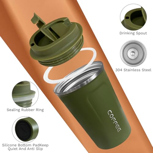 Gobelet isotherme à double paroi personnalisé avec logo, 380/510 ml, pour emporter, tasses à café réutilisables, tasse à café en acier inoxydable avec couvercle - Product Image 2