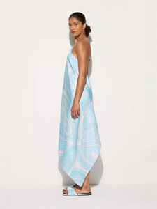 Vestido largo irregular con estampado de satén de estilo sencillo y cuello halter, novedad transfronteriza europea y americana 2026 - Product Image 6