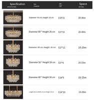 Luminaires suspendus décoratifs réglables en hauteur pour salle à manger, lustre en cristal à 2 niveaux, luminaires suspendus pour table à manger