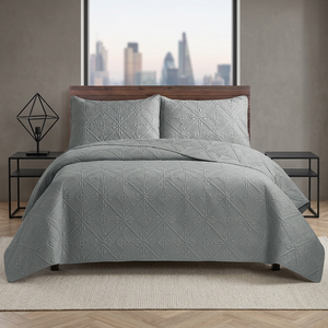Cubrecama Acolchado de Color Sólido, Juego de Ropa de <span class=keywords><strong>Cama</strong></span> de 3 Piezas, Cubrecama Reversible Lavable con Relieve Ultrasónico - Product Image 1