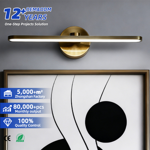 Lámpara de Pared LED Moderna, Diseño Rectangular Minimalista en Bronce Dorado, Luz Blanca Cálida de 3500K para Baño, Uso Interior - Product Image 1