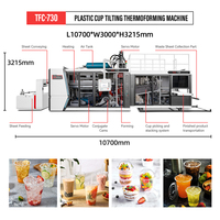 Mesin Pembuat Cangkir Plastik Thermoforming Otomatis Penuh dengan Cetakan Miring, Tahan Suhu Tinggi, Pemanas Keramik, untuk PP, PS, PET