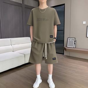 Conjunto de Verano, Camiseta Informal Holgada con Estampado, Transpirable, de Manga Corta, Pantalones Cortos Deportivos, Conjunto de 2 Piezas para <span class=keywords><strong>Hombre</strong></span> - Product Image 2