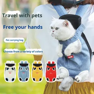 Taşınabilir Kanvas Evcil Hayvan Gezi Sırt Çantası, Çift Omuz Askıları, Nefes Alabilen Tasarım, Rahat Uyum, Kediler ve Köpekler için Açık Başlıklı - Product Image 1